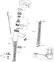 Schematische Darstellung einer HANSAVANTIS Waschtischbatterie mit Einzelteilen wie Griff, Auslauf, Zugstangenablaufgarnitur und flexiblen Anschlussschläuchen.